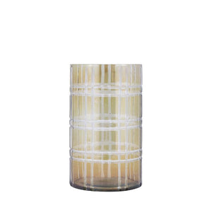 Windlicht – Streifen Design, Runde Form, Glas Material, Grün, M – Divit | PTMD