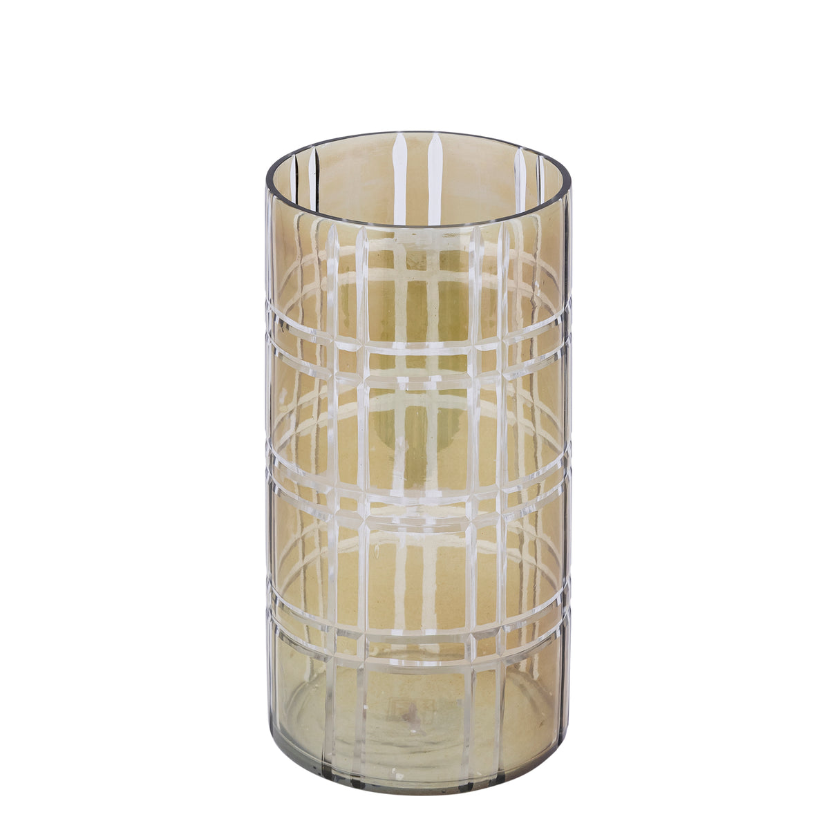 Hurricane Lamp – Round Glass Design, Striped Surface, Moss Green Color, L – Divit | PTMD