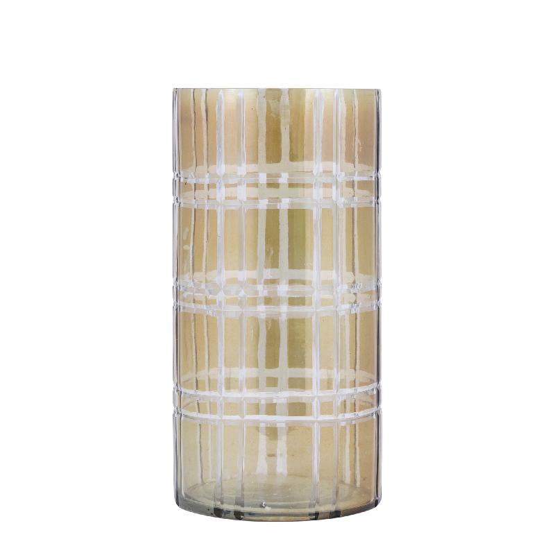 Hurricane Lamp – Round Glass Design, Striped Surface, Moss Green Color, L – Divit | PTMD