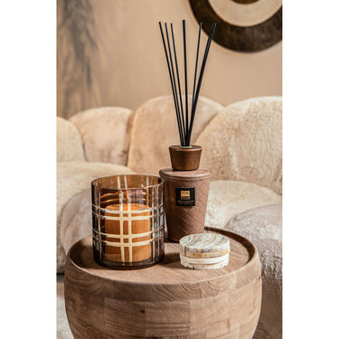 Lantern - Round Glass, Striped Pattern, Dark Brown Finish, S - Divit | PTMD