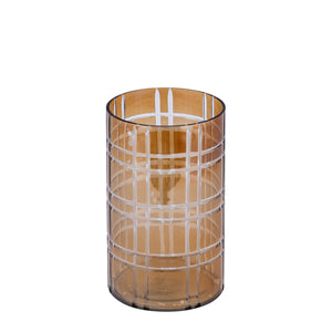 Windlicht – Streifen Design, Runde Form, Glas Material, Dunkelbraun, M – Divit | PTMD