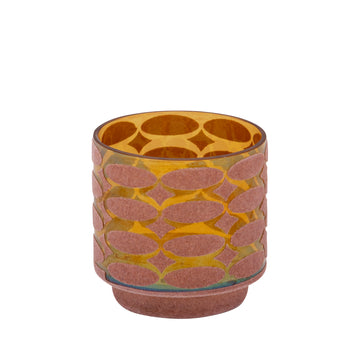 Teelichthalter – Beflocktes Design, Motiv Muster, Glasmaterial, Rosa – Nadara | PTMD