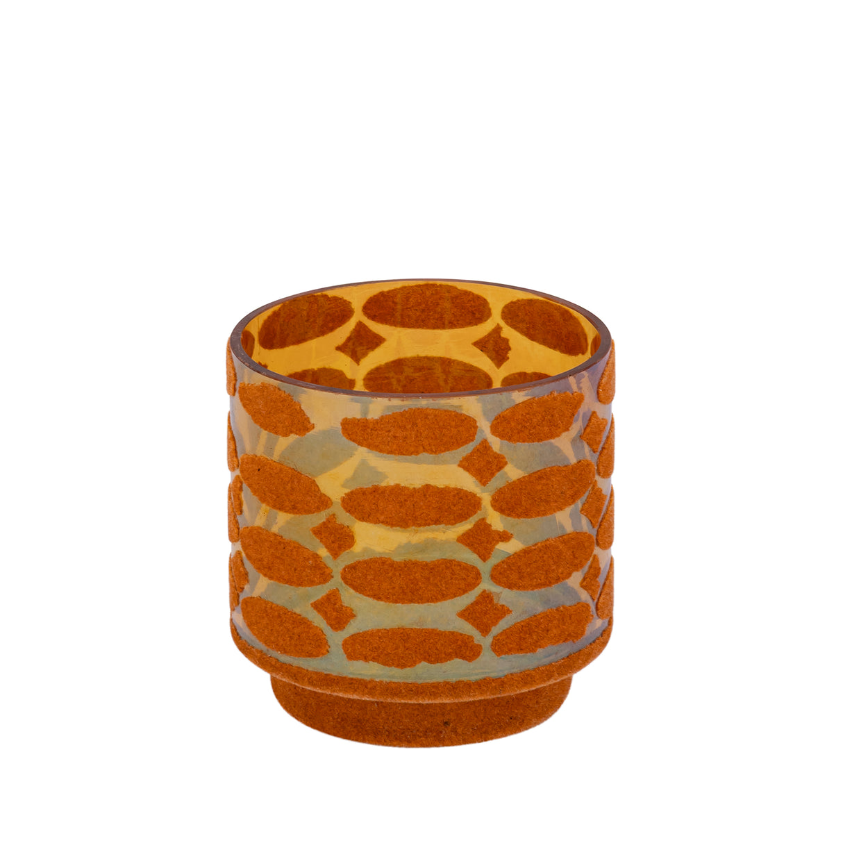Teelichthalter – Beflocktes Design, Rundform, Glasmaterial, Orange – Nadara | PTMD