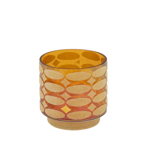 Teelichthalter – Beflocktes Design, Rundform, Glasmaterial, Gelb – Nadara | PTMD