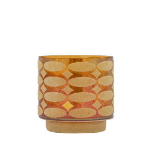 Teelichthalter – Beflocktes Design, Rundform, Glasmaterial, Gelb – Nadara | PTMD