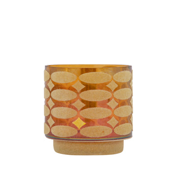Teelichthalter – Beflocktes Design, Rundform, Glasmaterial, Gelb – Nadara | PTMD