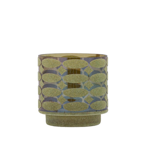 Teelichthalter – Beflocktes Design, Motiv Muster, Glasmaterial, Grün – Nadara | PTMD