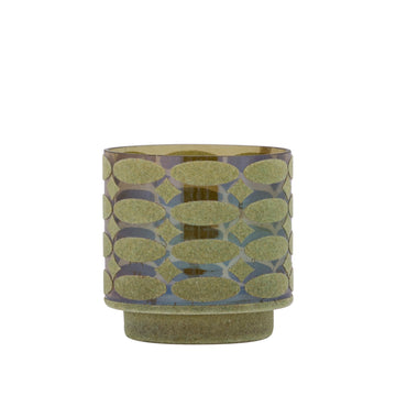 Teelichthalter – Beflocktes Design, Motiv Muster, Glasmaterial, Grün – Nadara | PTMD