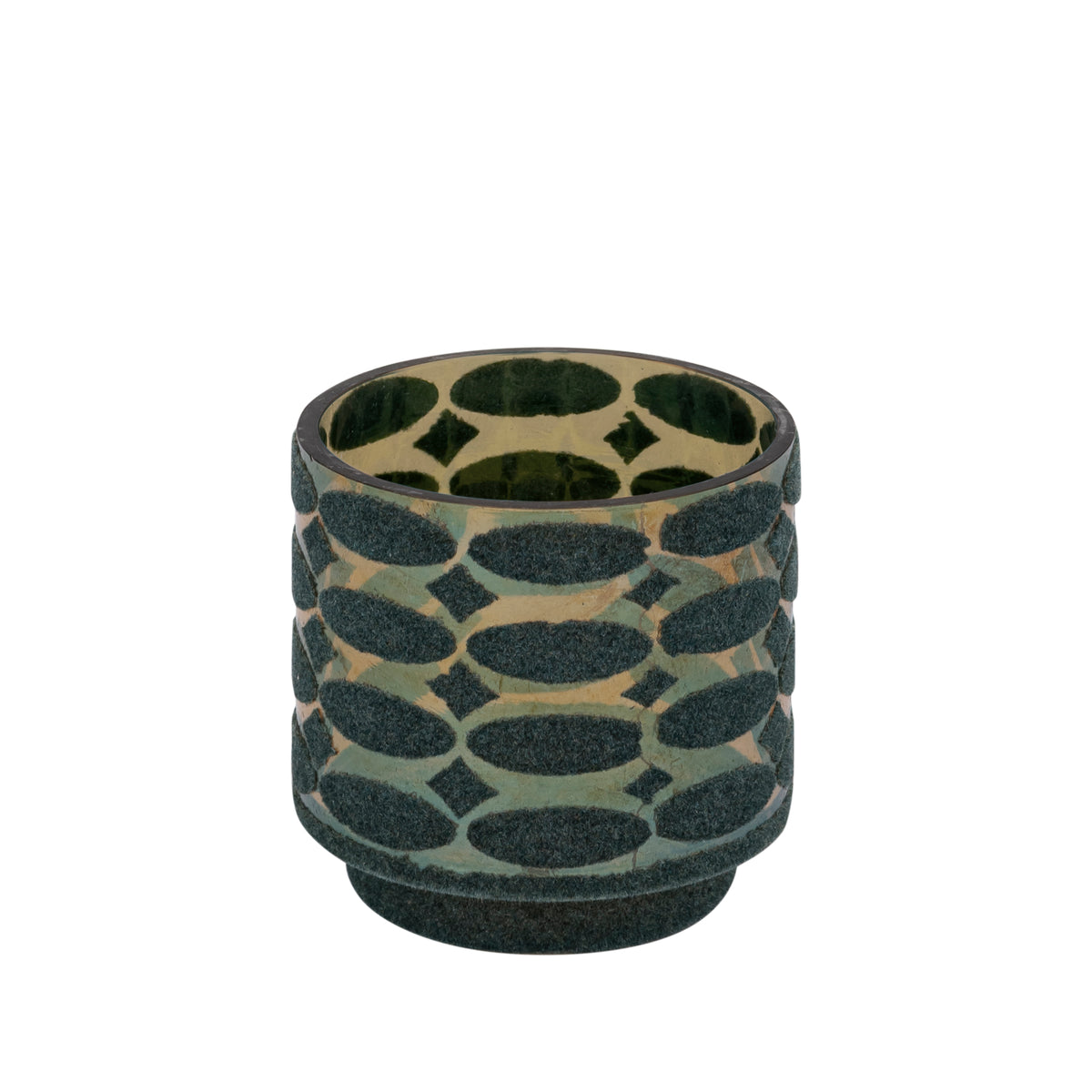 Teelichthalter – Beflocktes Design, Motiv Muster, Glasmaterial, Türkis – Nadara | PTMD