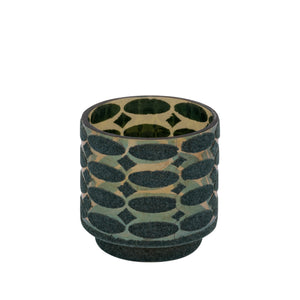 Teelichthalter – Beflocktes Design, Motiv Muster, Glasmaterial, Türkis – Nadara | PTMD