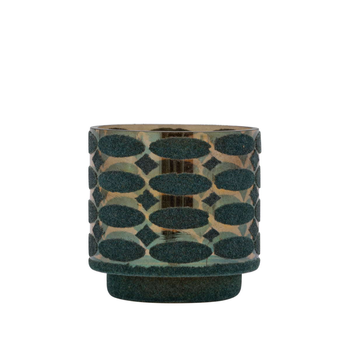 Teelichthalter – Beflocktes Design, Motiv Muster, Glasmaterial, Türkis – Nadara | PTMD