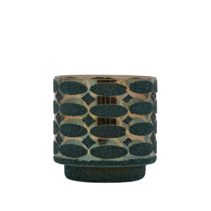 Teelichthalter – Beflocktes Design, Motiv Muster, Glasmaterial, Türkis – Nadara | PTMD