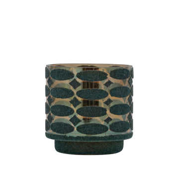 Teelichthalter – Beflocktes Design, Motiv Muster, Glasmaterial, Türkis – Nadara | PTMD