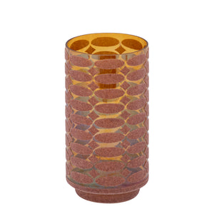 Windlicht – Beflocktes Design, Motiv Muster, Glasmaterial, Rosa – Nadara | PTMD