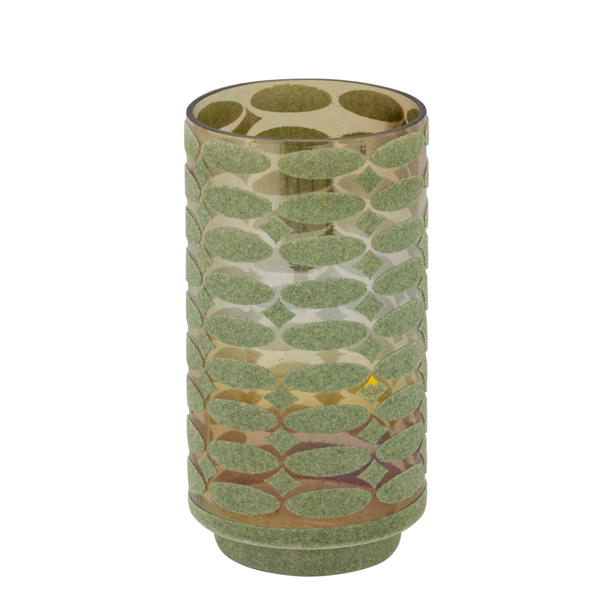 Windlicht – Beflocktes Design, Motiv Muster, Glasmaterial, Grün – Nadara | PTMD