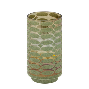 Windlicht – Beflocktes Design, Motiv Muster, Glasmaterial, Grün – Nadara | PTMD