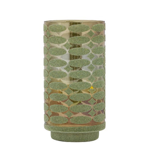 Windlicht – Beflocktes Design, Motiv Muster, Glasmaterial, Grün – Nadara | PTMD