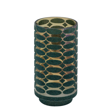 Windlicht – Beflocktes Design, Motiv Muster, Glasmaterial, Türkis – Nadara | PTMD