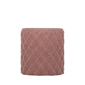 Teelichthalter aus Glas, rosa Farbe, mit Flocking-Oberfläche, Rautenform, M – Amella | PTMD