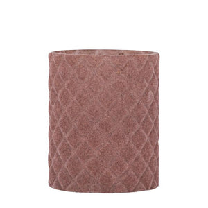 Teelichthalter aus Glas, rosa Farbe, mit Flocking-Oberfläche, Rautenform, L – Amella | PTMD