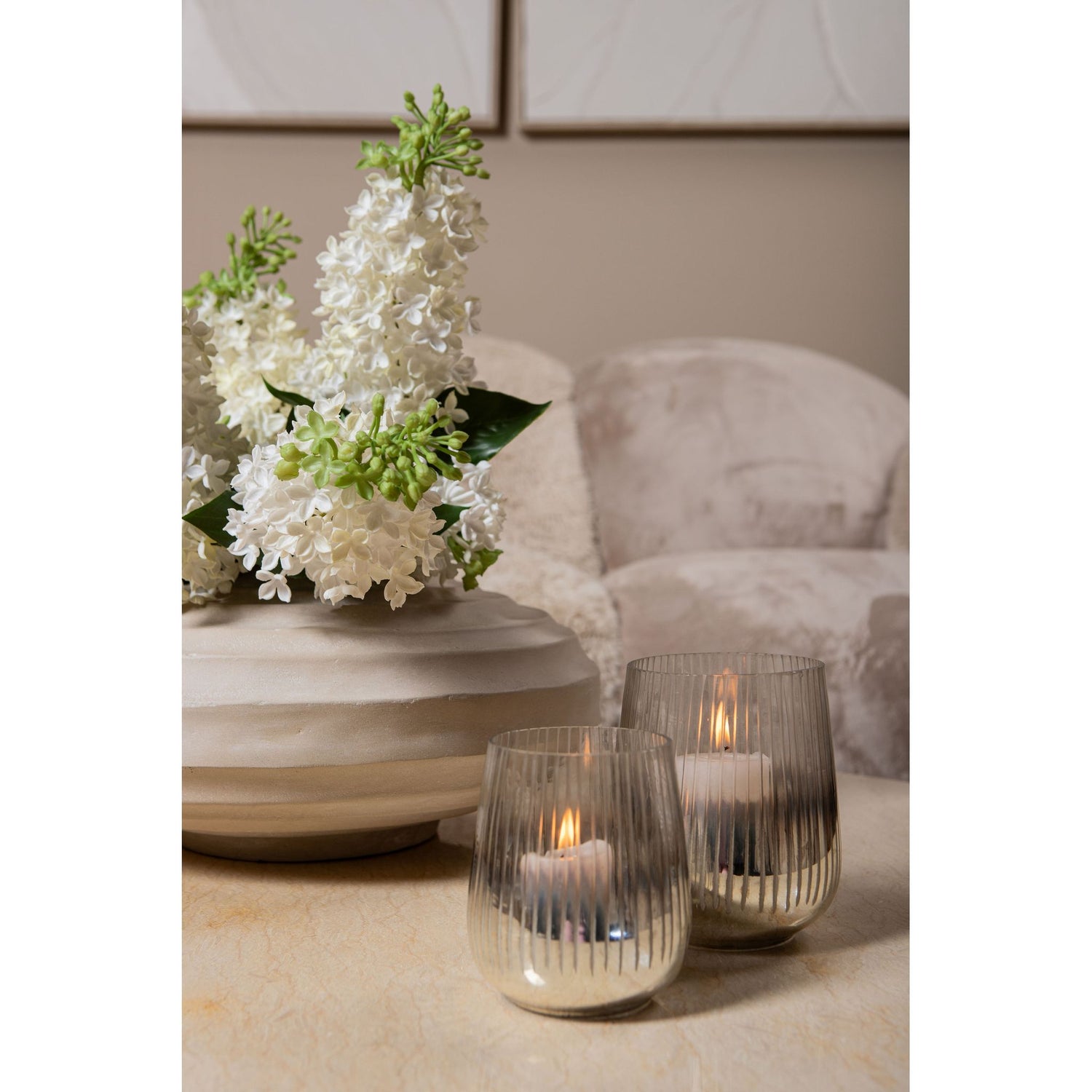 Hurricane Lamp – Round Glass Design, Etched Surface, Golden Color Scheme, S – Shelva | PTMD