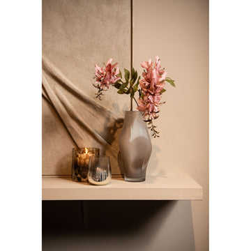 Vase – Cream-colored Glass, Wavy Design, Spiral Center, L – Caruso | PTMD