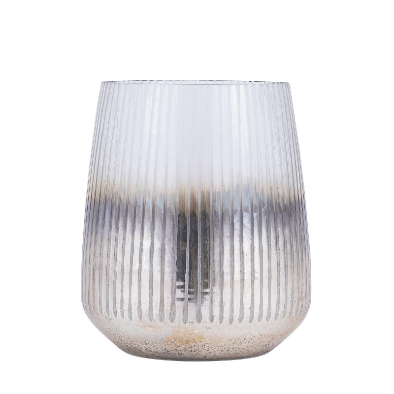 Windlicht – Rundes Glasdesign, Geätzte Oberfläche, Goldene Farbgebung, L – Shelva | PTMD