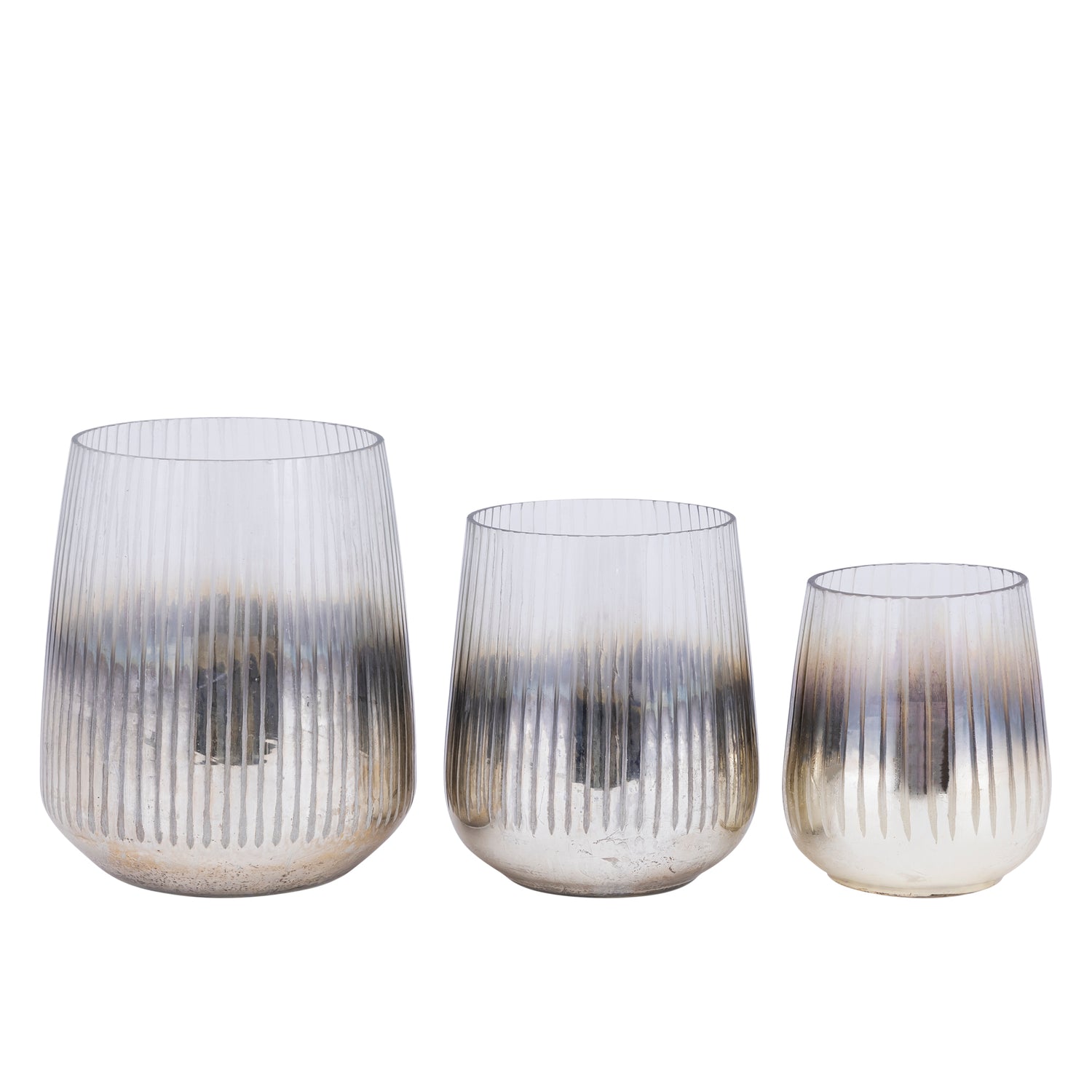 Windlicht – Rundes Glasdesign, Geätzte Oberfläche, Goldene Farbgebung, M – Shelva | PTMD