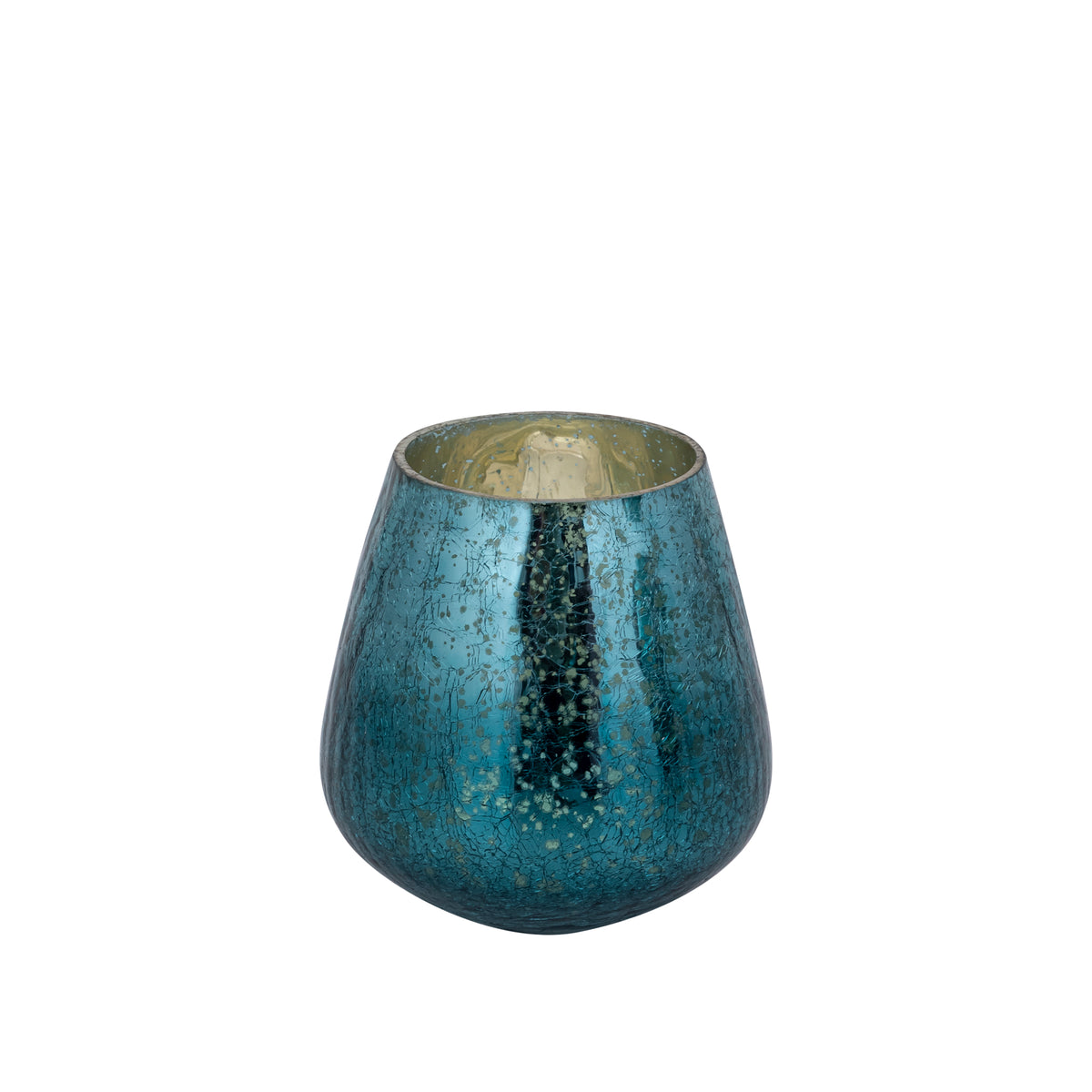 Teelichthalter – Crackle Design, Bollenform, Glasmaterial, Türkis – Mayna | PTMD