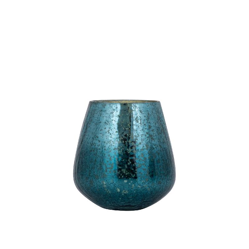 Teelichthalter – Crackle Design, Bollenform, Glasmaterial, Türkis – Mayna | PTMD