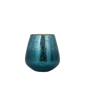 Teelichthalter – Crackle Design, Bollenform, Glasmaterial, Türkis – Mayna | PTMD