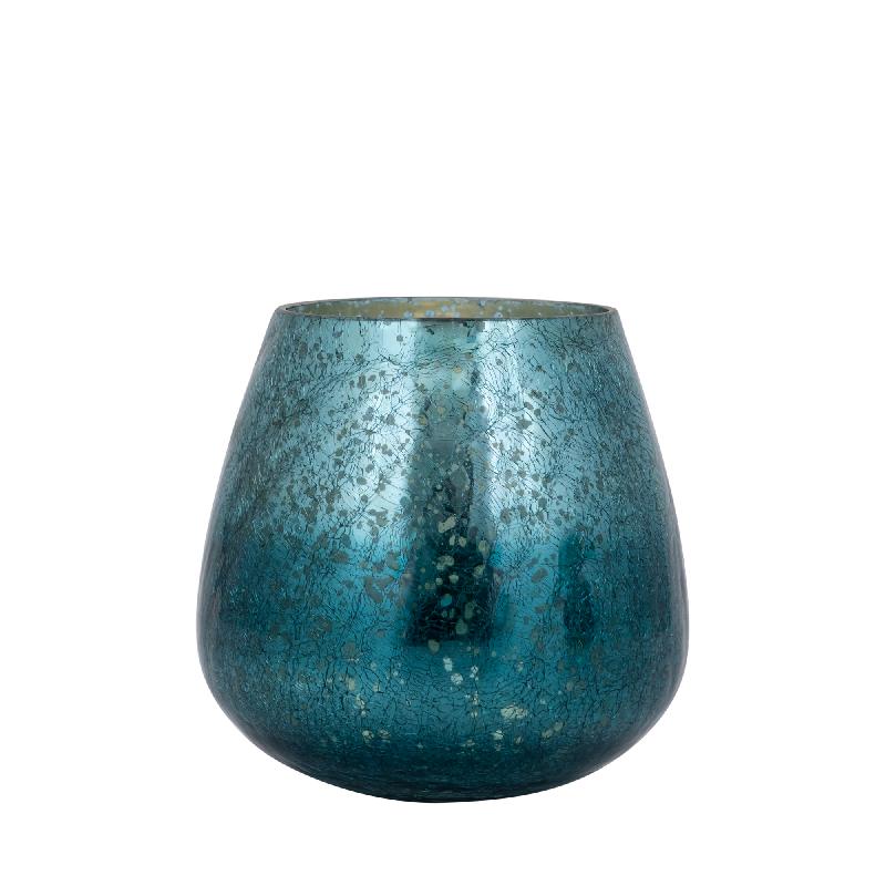 Windlicht – Crackle Design, Bollenform, Glasmaterial, Türkis, S – Mayna | PTMD