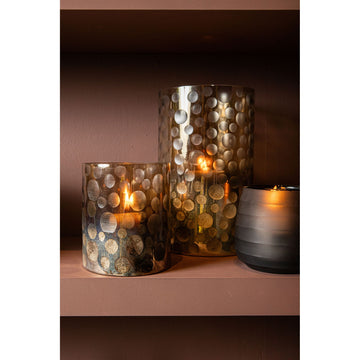 Windlicht – Ombre Glas, Punkt Muster, Braun Verlauf, S – Bridgid | PTMD
