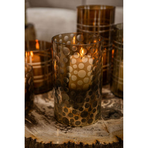Teelichthalter – Ombre Glas, Punkt Muster, Braun Verlauf – Bridgid | PTMD