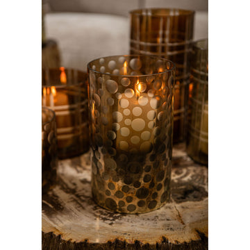 Windlicht – Ombre Glas, Punkt Muster, Braun Verlauf, S – Bridgid | PTMD