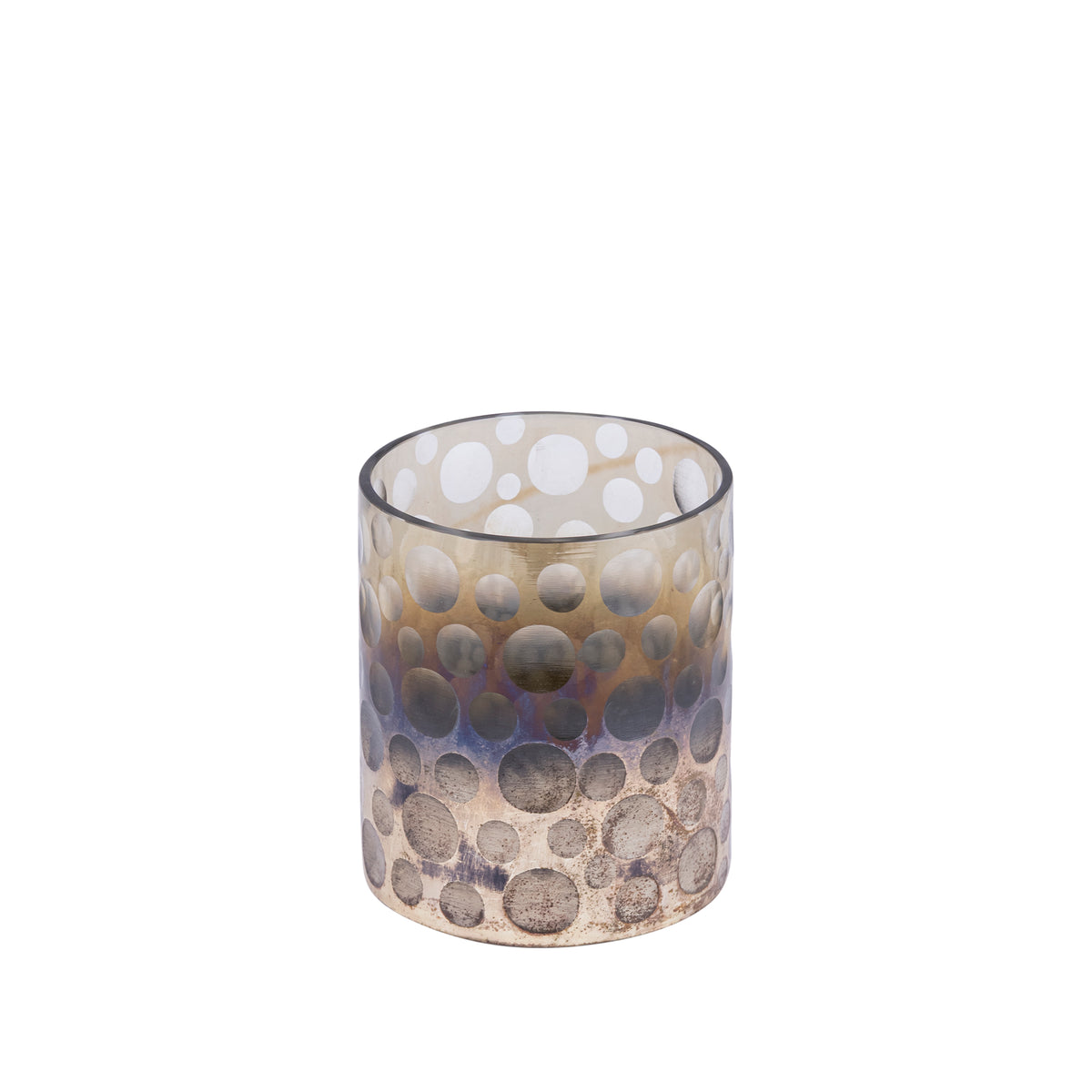 Windlicht – Ombre Glas, Punkt Muster, Braun Verlauf, S – Bridgid | PTMD
