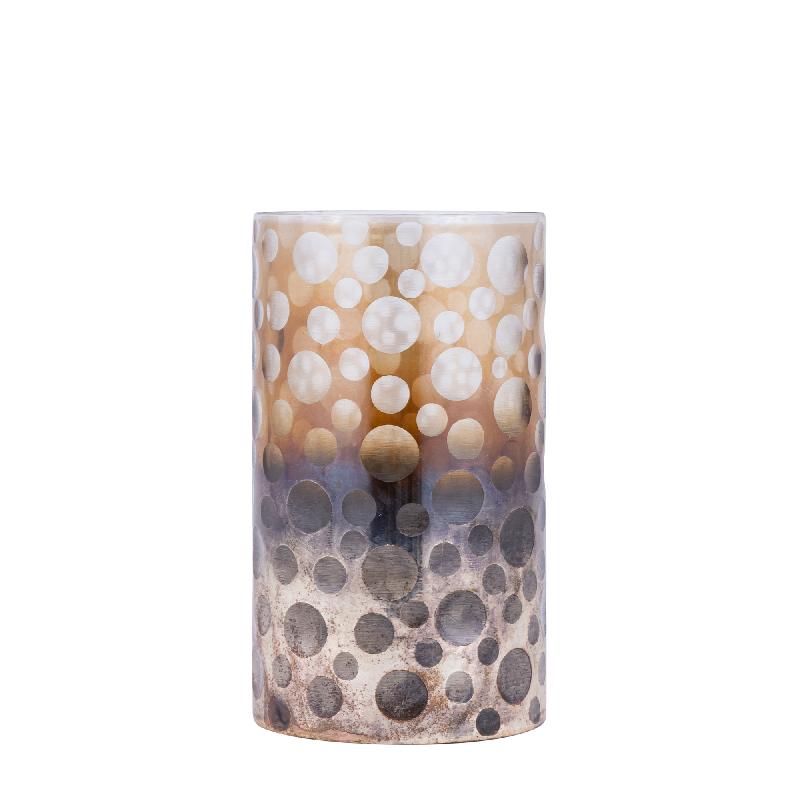 Windlicht – Ombre Glas, Punkt Muster, Braun Verlauf, M – Bridgid | PTMD