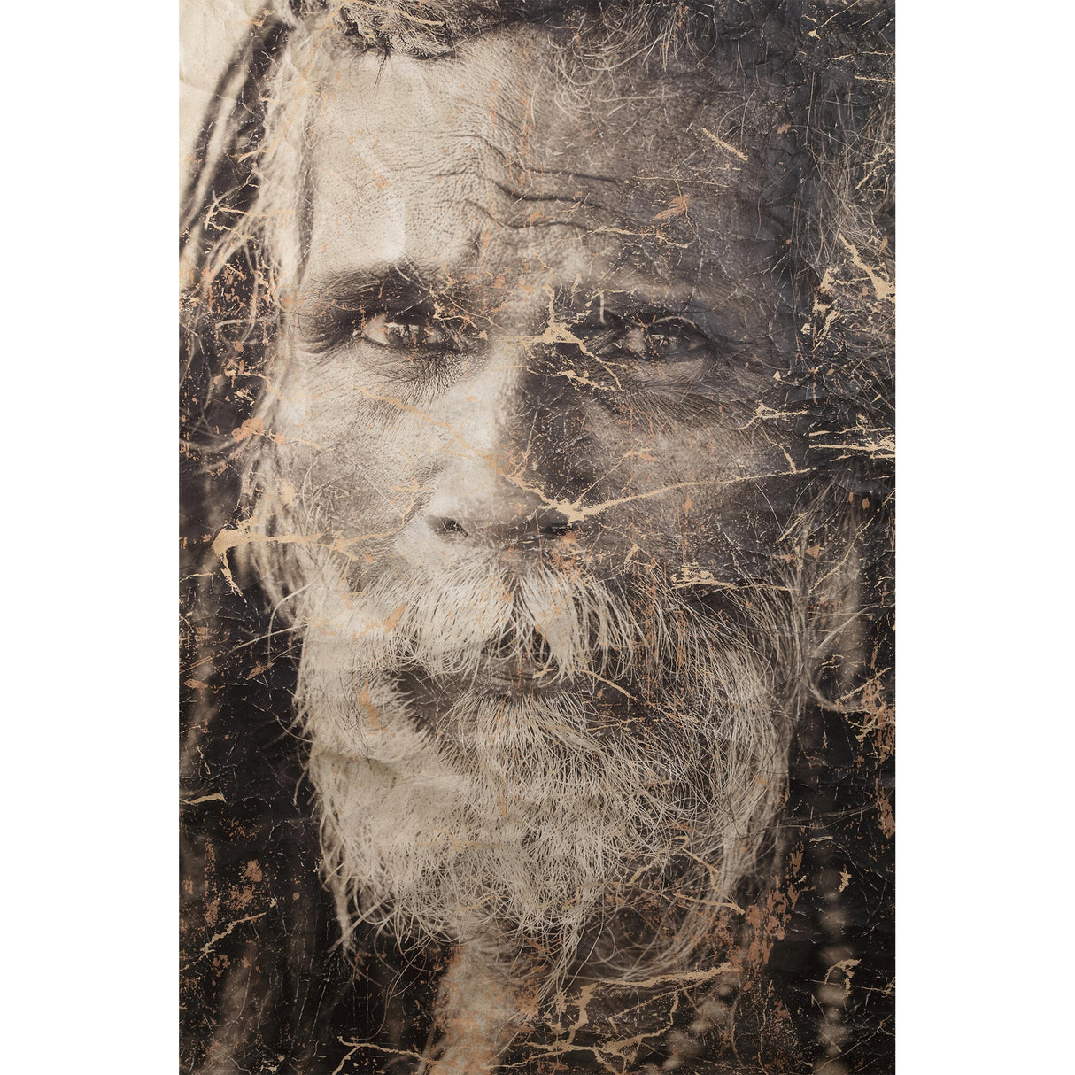 Jute, paper and wood wall art with beige tones, portrait motif with dreadlocks and composite look – Alexy | PTMD