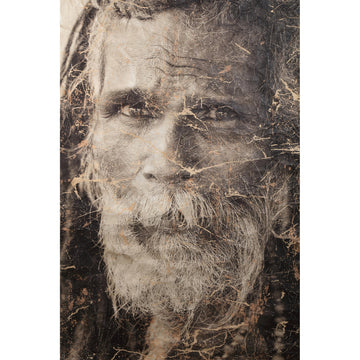 Jute, paper and wood wall art with beige tones, portrait motif with dreadlocks and composite look – Alexy | PTMD