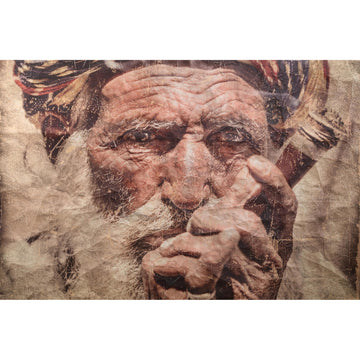Wall decoration made of jute, paper and wood with beige tones, turban motif and composite look – Alexy | PTMD