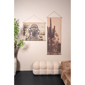Wandbild – Kaktus Design, Rechteckige Form, Leinen Material, Hellbraun – Nimrod | PTMD