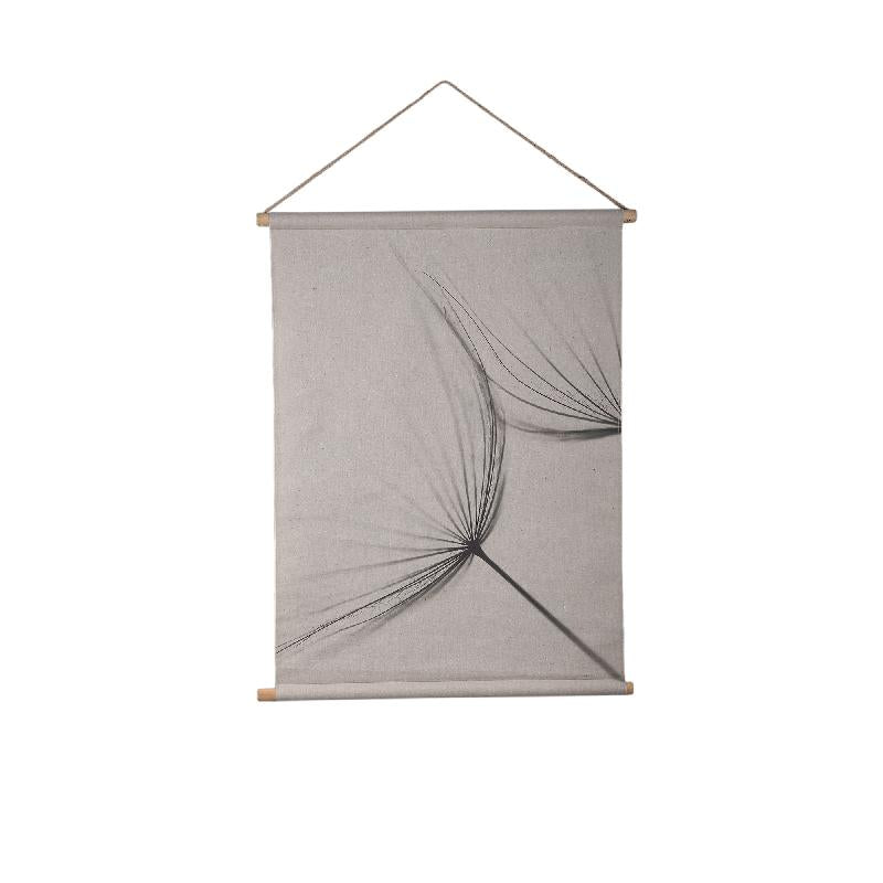 Wandbild – Löwenzahn Design, Rechteckige Form, Leinen Material, Grau, L – Nimrod | PTMD
