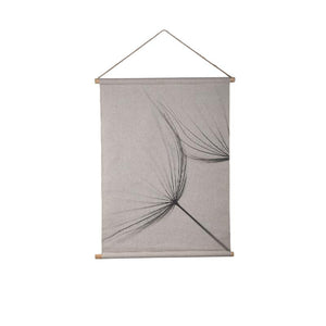 Wandbild – Löwenzahn Design, Rechteckige Form, Leinen Material, Grau, L – Nimrod | PTMD