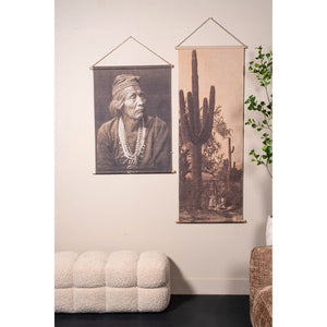 Wandbild – Kaktus Design, Rechteckige Form, Leinen Material, Hellbraun – Nimrod | PTMD