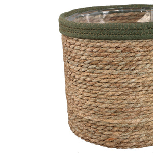 Basket – Dark Green Rattan, Straight Edge, Round Shape – Leavy | PTMD