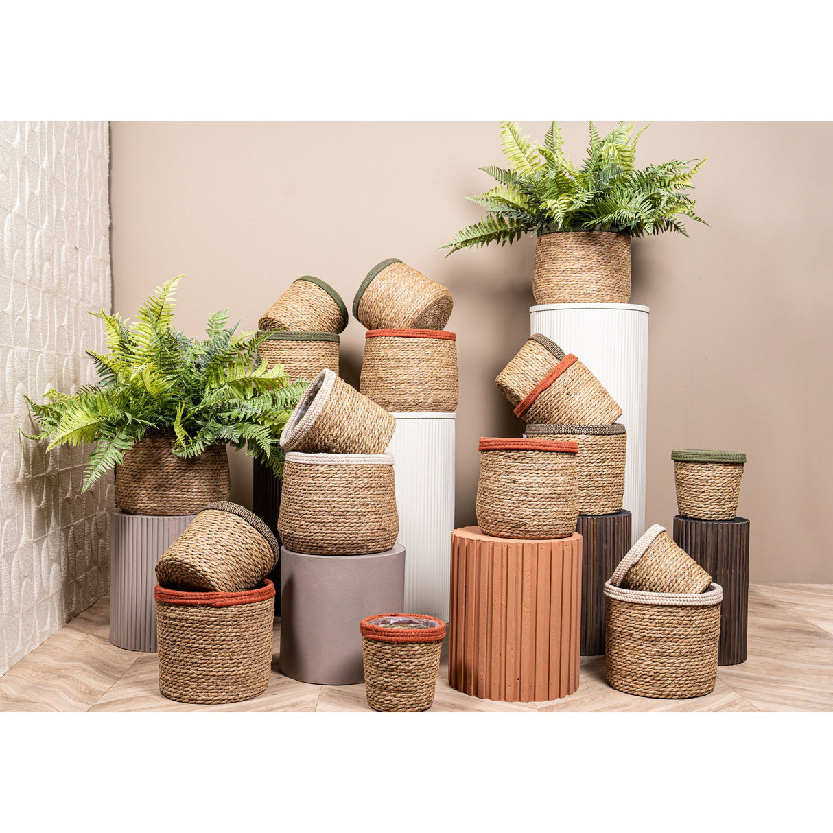 Basket – Dark Brown Rattan, With Ears, Round Shape – Leavy | PTMD