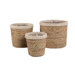 Basket - White Rattan, Straight Edge, Round Shape - Leavy | PTMD