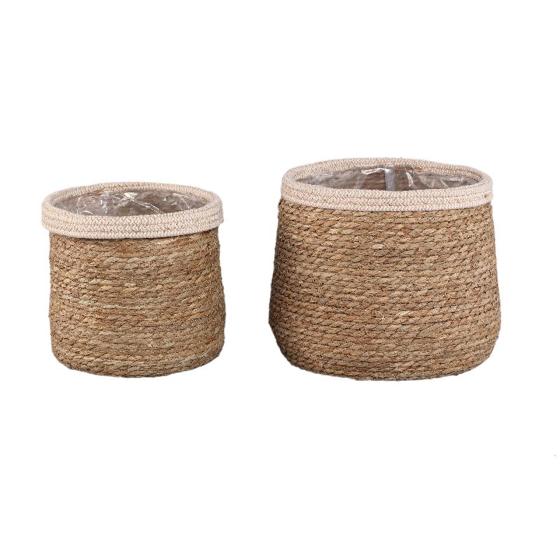 Basket - White Rattan, With Ears, Round Shape - Leavy | PTMD