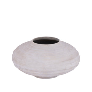 Flowerpot made of cast aluminum in beige with ribbed design, stone-wash finish, L – Kody | PTMD