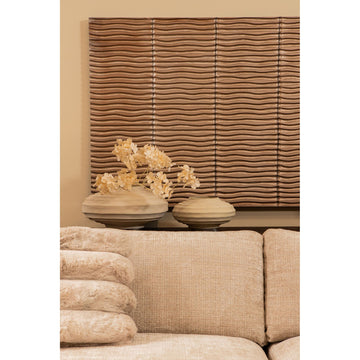 Kissen – Kunstfell, Geriffeltes Design, Rechteckige Form, Beige, S – Divvo | PTMD